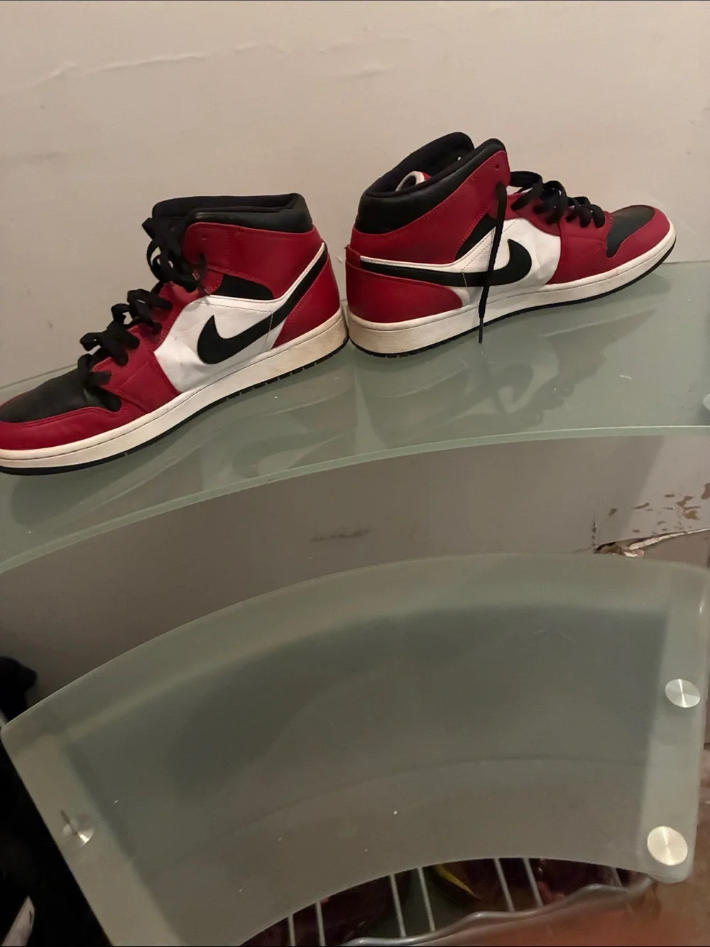 Man red/and black white high top sneaker